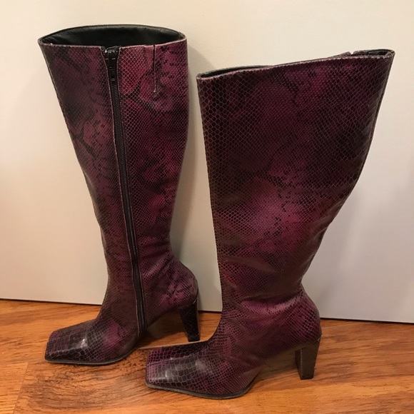Purple Charles David Heeled Boots Size 5 - Picture 2 of 5